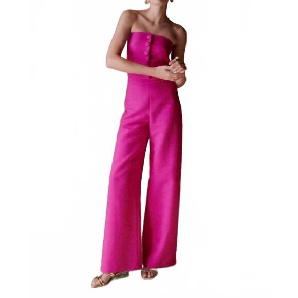 NEW SEZANE tymo wide leg trousers in hot pink - Picture 2 of 3